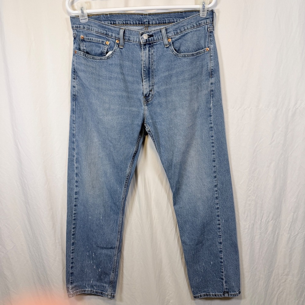 Levi's 505 Regular Fit Jeans Blue Medium Wash Distressed Denim W38 L30